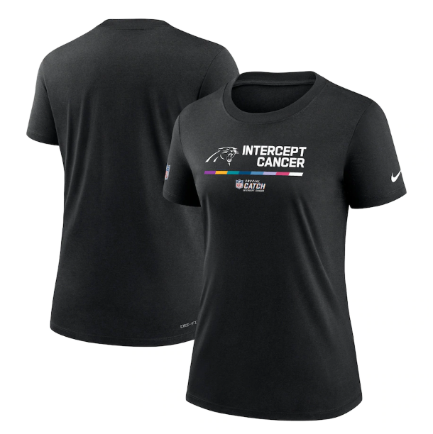 Women's Carolina Panthers 2022 Black Crucial Catch Performance T-Shirt(Run Small)